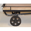 Industrial Design Serving Trolley Cast Iron wheels Mango Wood Lime Finsih